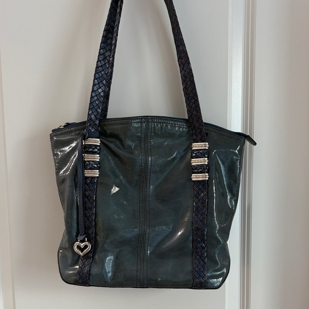 Brighton Camilla purse tote over shoulder bag navy pebbled leather